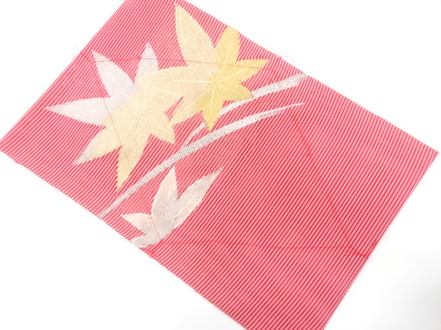 絽綴れ　楓模様織り出し　名古屋帯